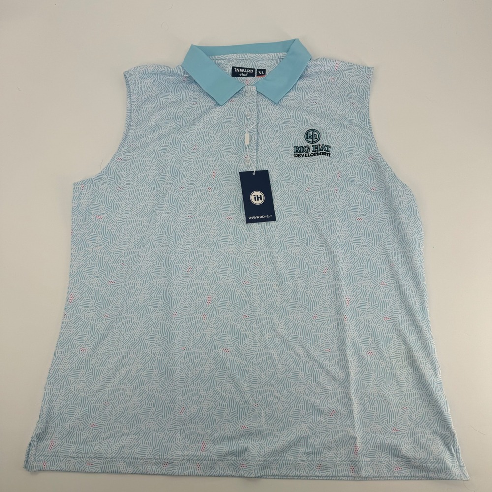 Inward Half Sleeveless Golf Polo Shirt‎ Women's XL Blue Athletic Top New